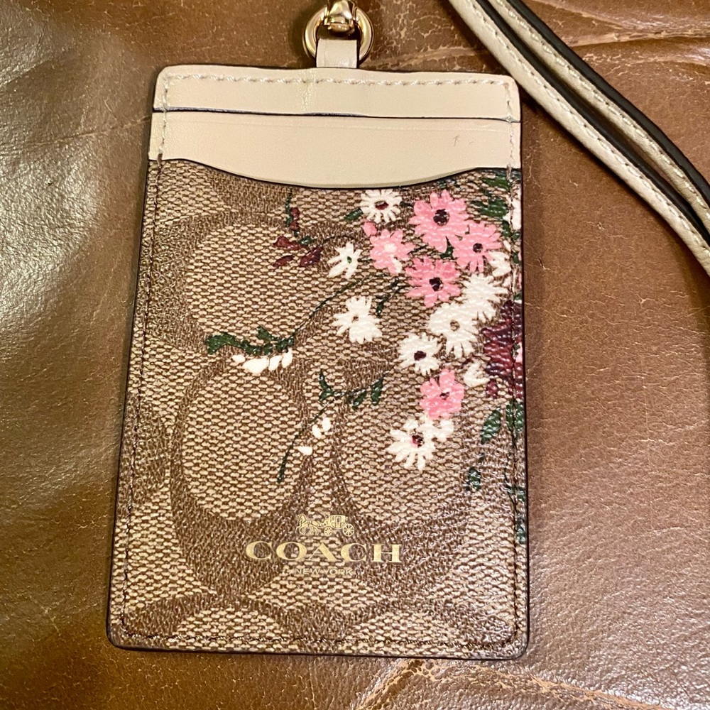 Coach ID Lanyard with floral print